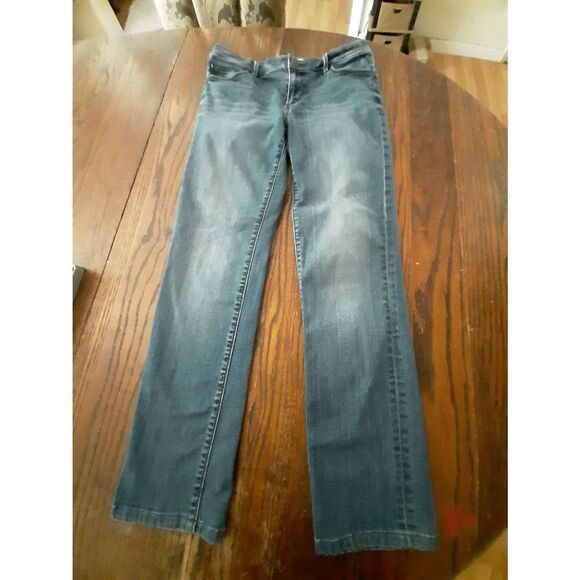 Size 4/27 Ann Taylor LOFT Modern Straight Denim Blue Jeans Pockets Belt Loops - Picture 1 of 4
